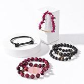 Bracelet Set Multi-layer Bangles Natural Stone Tiger Eye