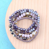 Bracelet Set 5 Pcs Trendy Multilayer Purple Gray Crystal Blue Enamel Bracelet