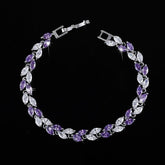 Bracelet Trendy Cubic Zirconia Silver Color Leaf CZ Crystal Bangles