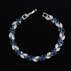 Bracelet Trendy Cubic Zirconia Silver Color Leaf CZ Crystal Bangles