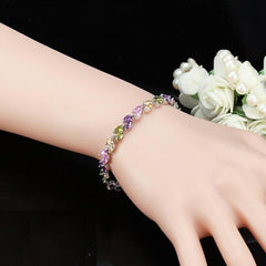 Bracelet Trendy Cubic Zirconia Silver Color Leaf CZ Crystal Bangles
