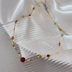 Vintage Natural Stone Double Layer Necklace