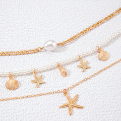 Starfish Shell Multi-layered Necklace
