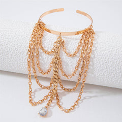 Adjustable Arm Bracelet with Rhinestone Pendant