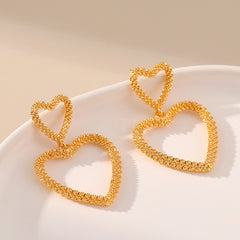 Three-dimensional Hollow Love Earrings