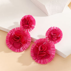 Raffia 3D Flower Earrings