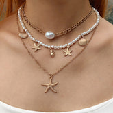 Starfish Shell Multi-layered Necklace
