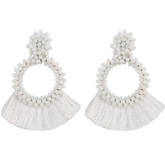 Bohemian Beaded Geometric Tassel Earrings