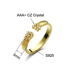 Crystal 925 Sterling Silver Adjustable Finger Rings