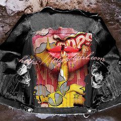Halloween Print Long Sleeve Denim Jacket