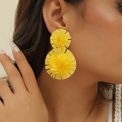 Raffia 3D Flower Earrings