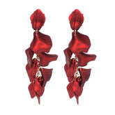 Multilayer Tassel Rose Petal Earrings