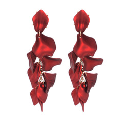 Multilayer Tassel Rose Petal Earrings