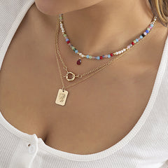 Colorful Water Drop Pendant Clavicle Chain