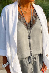 Linen Cotton Blend Long Sleeve Lightweight Blazer