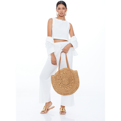 Flaxmaker One Shoulder Straw Bag