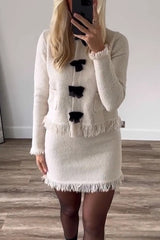 Solid Elastic Waist Knit Mini Skirt