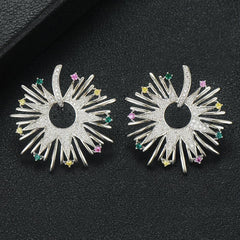 Earring Fireworks Flower Full Micro Paved Crystal Zircon Drop Earring