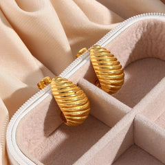 Earring Accessories Gold Color Metal Texture Geometric 18K Plated Stainless Steel YOS0304