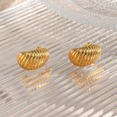 Earring Accessories Gold Color Metal Texture Geometric 18K Plated Stainless Steel YOS0304
