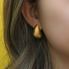 Earring Accessories Gold Color Metal Texture Geometric 18K Plated Stainless Steel YOS0304