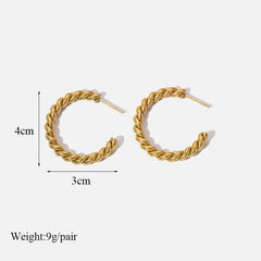 Earring Metal Twist Unusual Stainless Steel 18K Texture Gold Color YOS0333