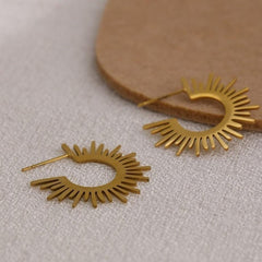 Earring Stainless Steel Metal Geometric Gold Color 18 K Texture