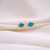 Earrings Exquisite Rhombic Blue Opal