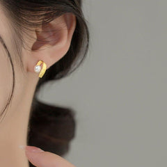 Earrings Geometric Simulated Pearl