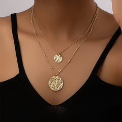 Round Pendant Metal Necklace