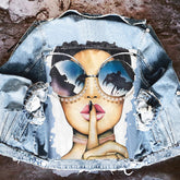 Halloween Print Long Sleeve Denim Jacket