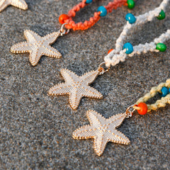 Woven Ethnic Wind Shell Starfish Necklace