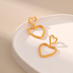 Three-dimensional Hollow Love Earrings
