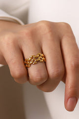 Fashionable Hollow Luxury Stainless Steel Ring