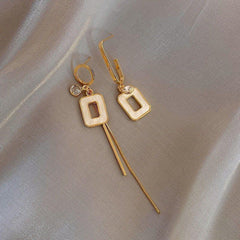 Geometric Elements Asymmetric Long Earrings