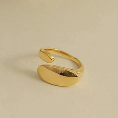 Geometric Golden Stainless Steel Opening Finger Rings