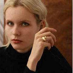 Geometric Golden Stainless Steel Opening Finger Rings