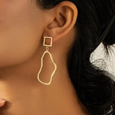 Geometric Hollow Out Metal Dangle Long Earrings