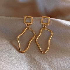 Geometric Hollow Out Metal Dangle Long Earrings