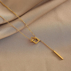 Geometric Square Buckle Stainless Steel Short Necklace