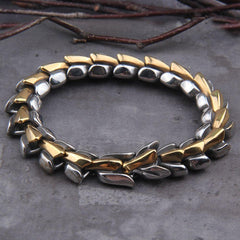 Golden Silver Ouroboros Stainless Steel Bracelets