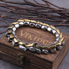 Golden Silver Ouroboros Stainless Steel Bracelets