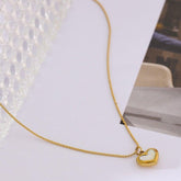 Heart Natural Shell Pendant Necklace Stainless Steel