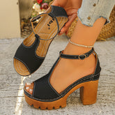 Orange Peep Toe Casual Sandals