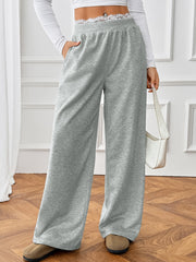 Paneled Lace Wide-Leg Pants