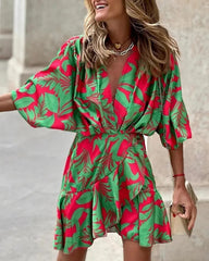 Hartman Plant Printed Satin Wrap Romper