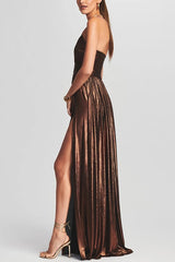 Metallic Pleated Sleeveless Dress