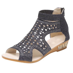 Crystal Fish Mouth Hollow Roma Sandals