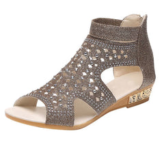 Crystal Fish Mouth Hollow Roma Sandals