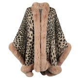 Furry Leopard Print Shawl Sweater